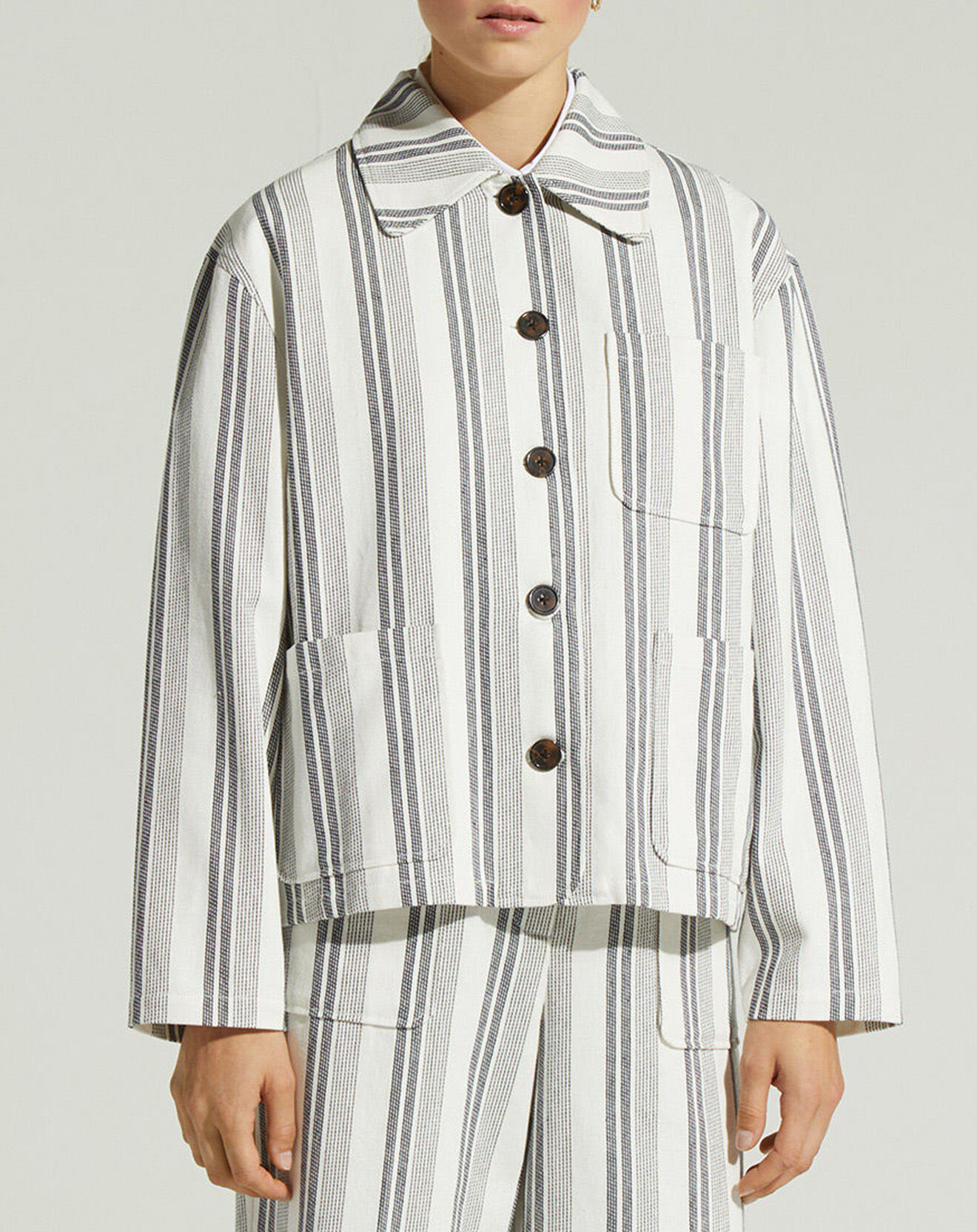 Jodhpur Veste droite Panama rayée beige/noir