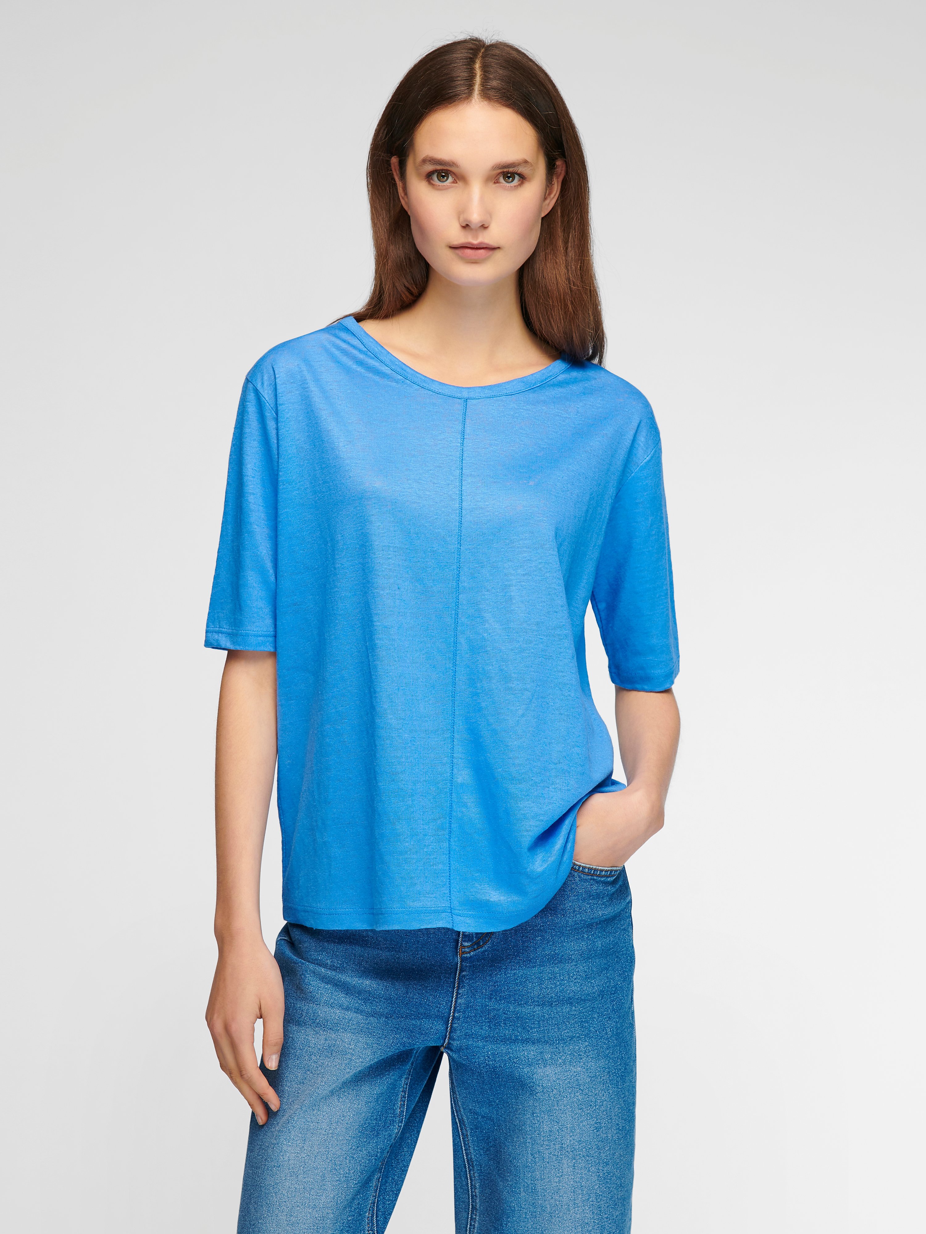 Rundhals-Shirt aus 100% Leinen