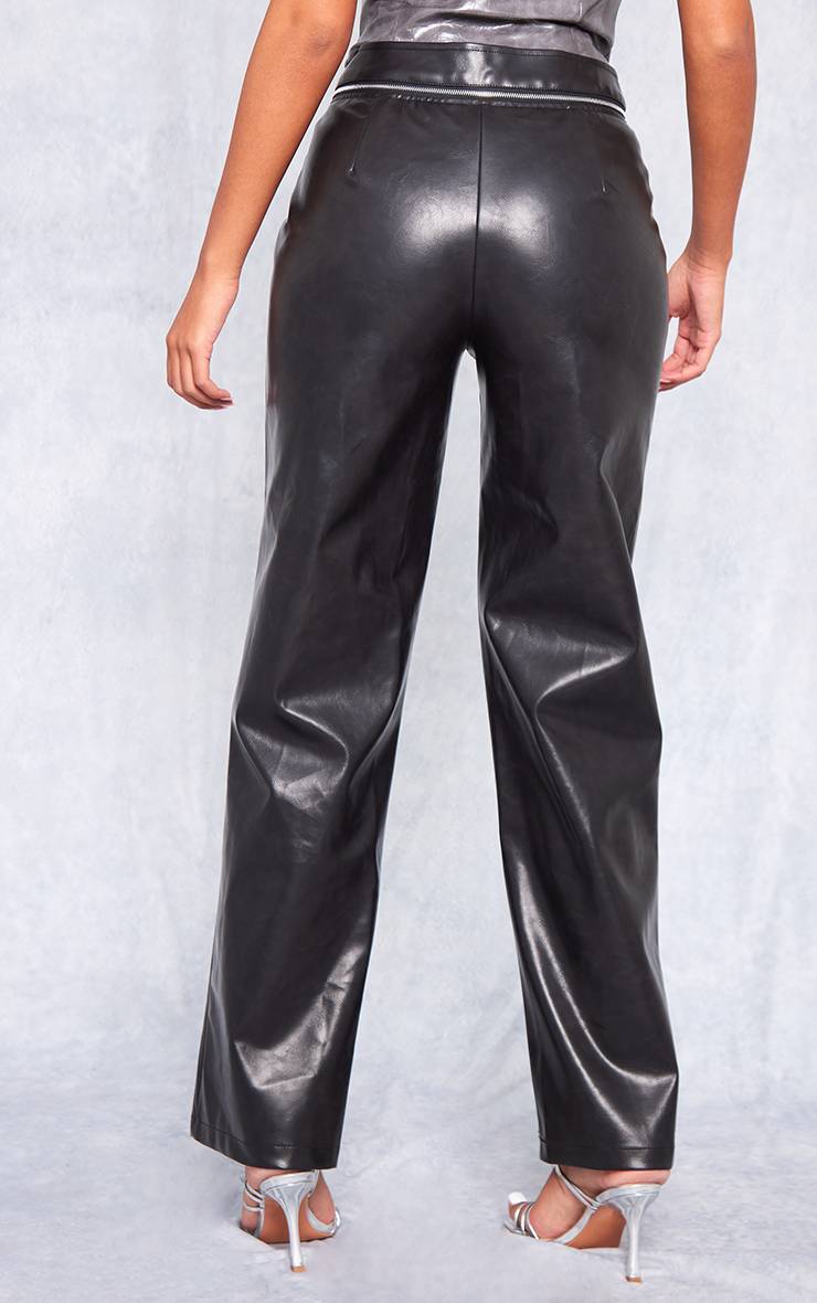Noir Pantalon Tall En Synthétiquecuir À Détails Zippés Et Coupe Droite
