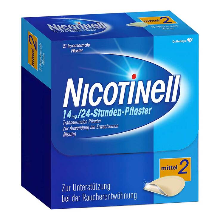 NICOTINELL 14 mg / 24-Stunden- Nikotinpflaster, Pflasterstärke Mittel (2), 21 St