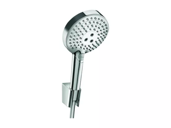 Ensemble support mural et douchette 120 3jet PowderRain avec flexible de douche 160 cm chromé Hansgrohe Raindance Select S