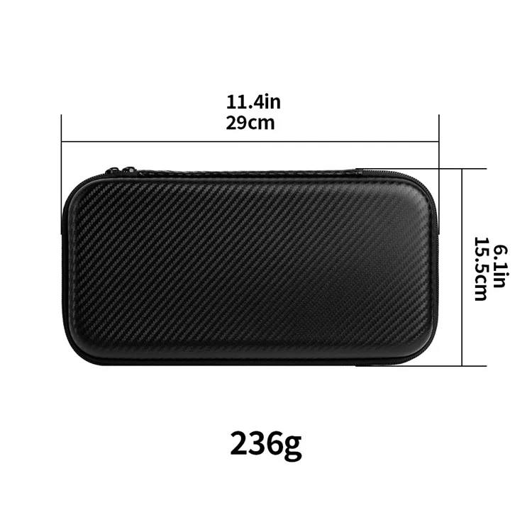 Aufbewahrungstasche Tragetasche / Reise-Box Hartschale mit Carbon-Optik und abnehmbarem Griff für Nintendo Switch 2  - Schwarz