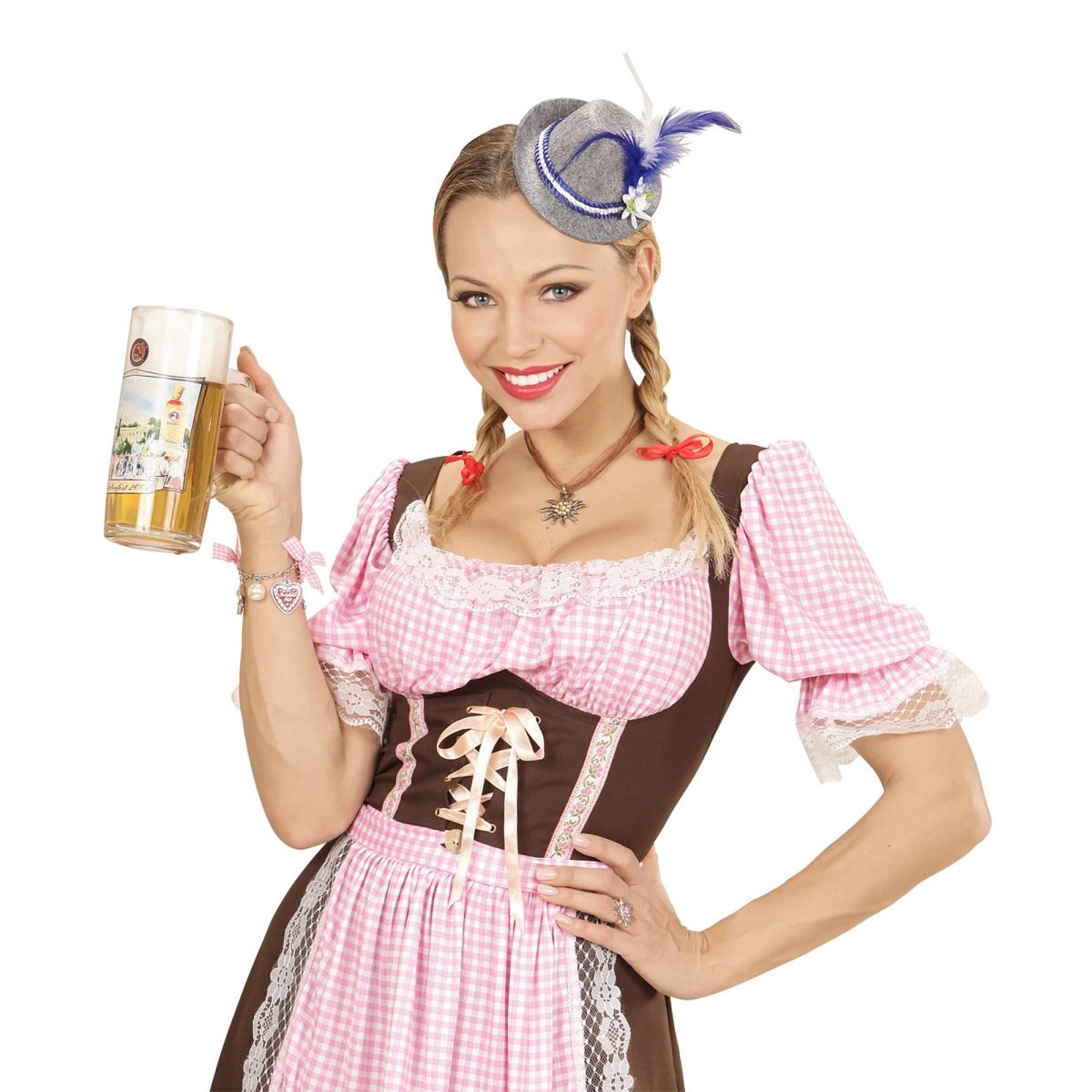 Oktoberfest Hoed Tiroler Mini Met Blauwe Veren