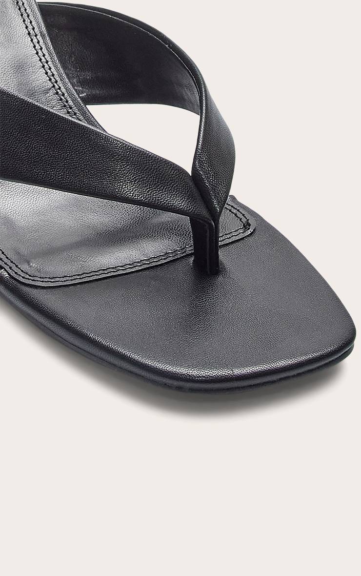 Noir Mules À Talon Bloc Moyen Avec Bride Entre Les Orteils Et Bout Rond En SYNTHÉTIQUE
