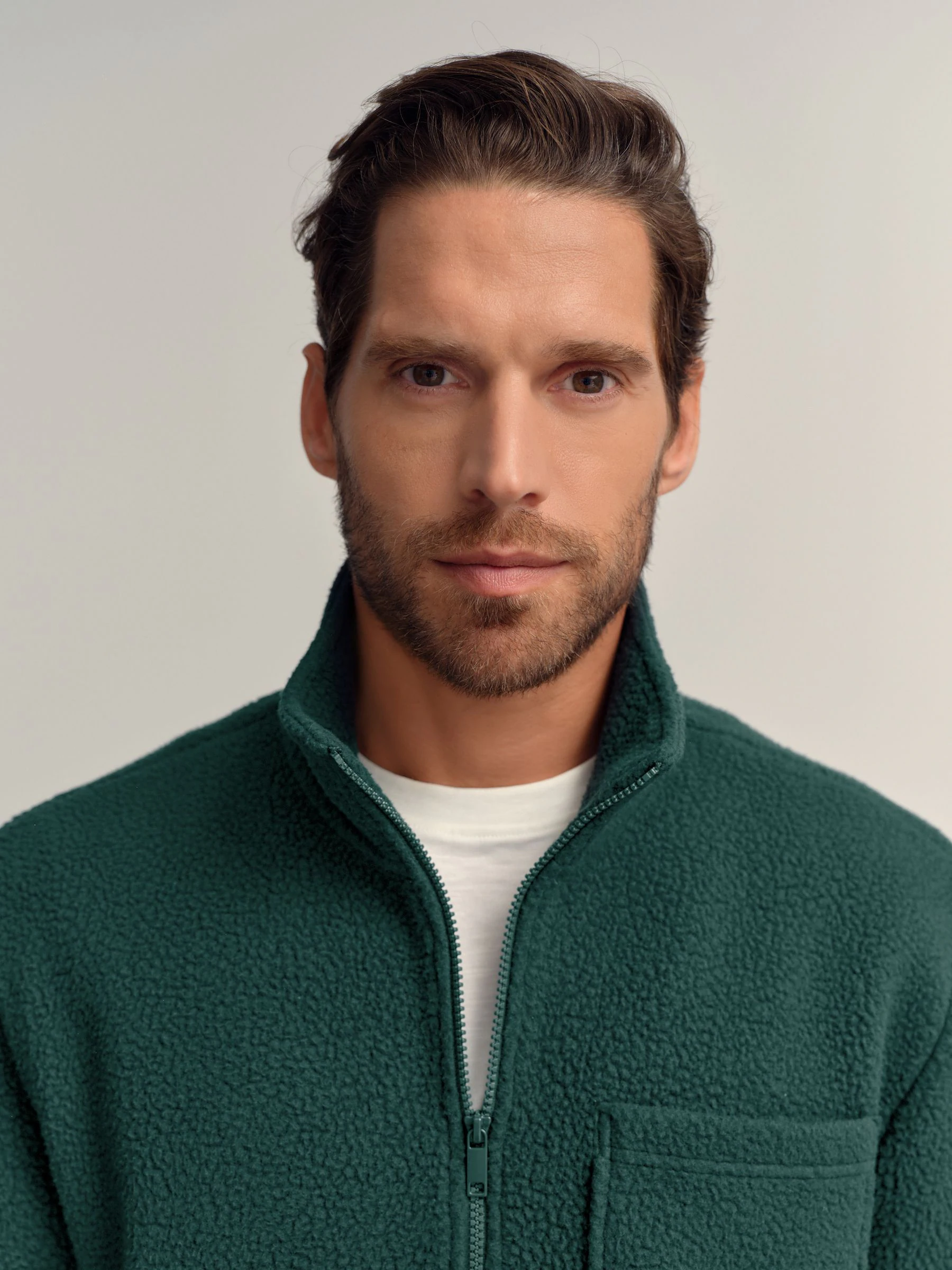 Donkergroen - Volledig doorlopende rits - Borg Fleece
