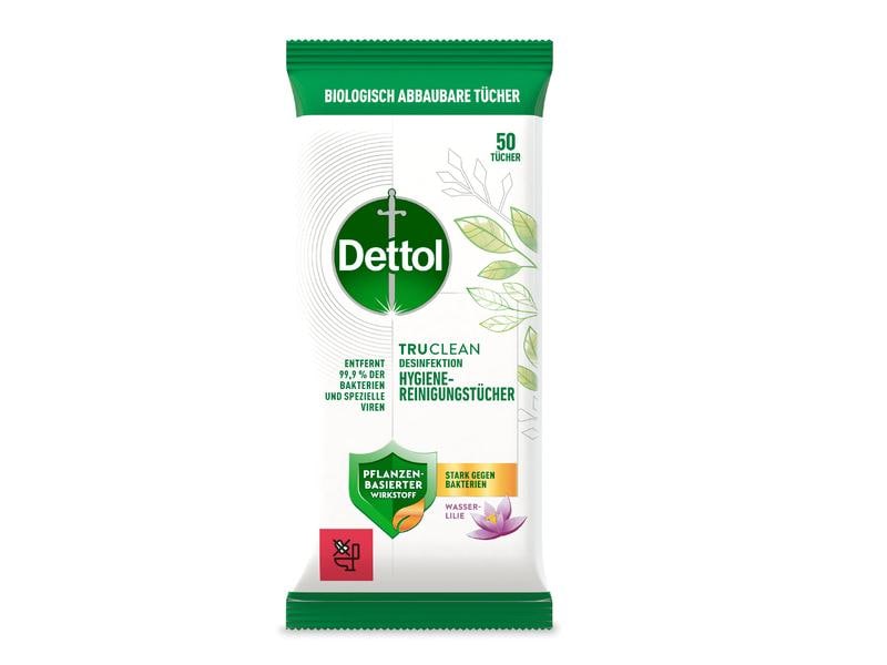 Dettol Allzweckreiniger Desinfektionstücher Wasserlilie 50 Hygiene-Reinigungstücher zur Desinfektion von Oberflächen