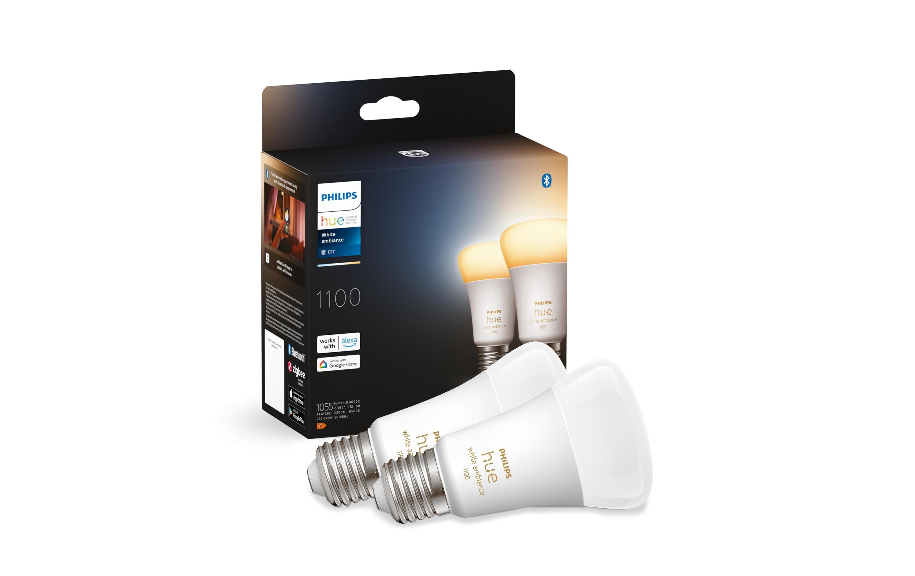 Leuchtmittel White Ambiance E27 Doppelpack 2 x 1055 lmPer Bluetooth steuerbares Hue E27-Leuchtmittel