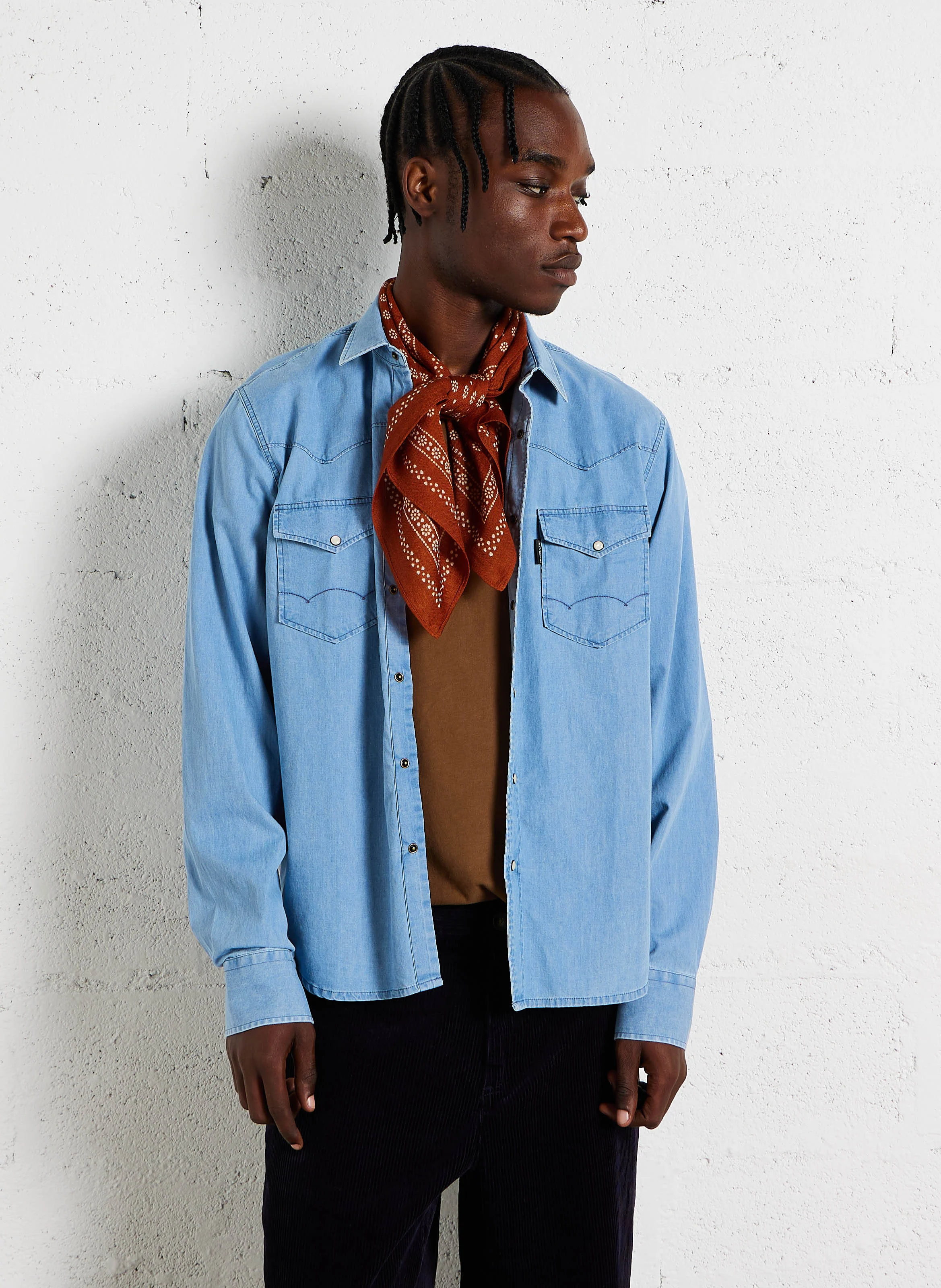 TEXAS - Surchemise droite denim en coton mélangé | Bleu