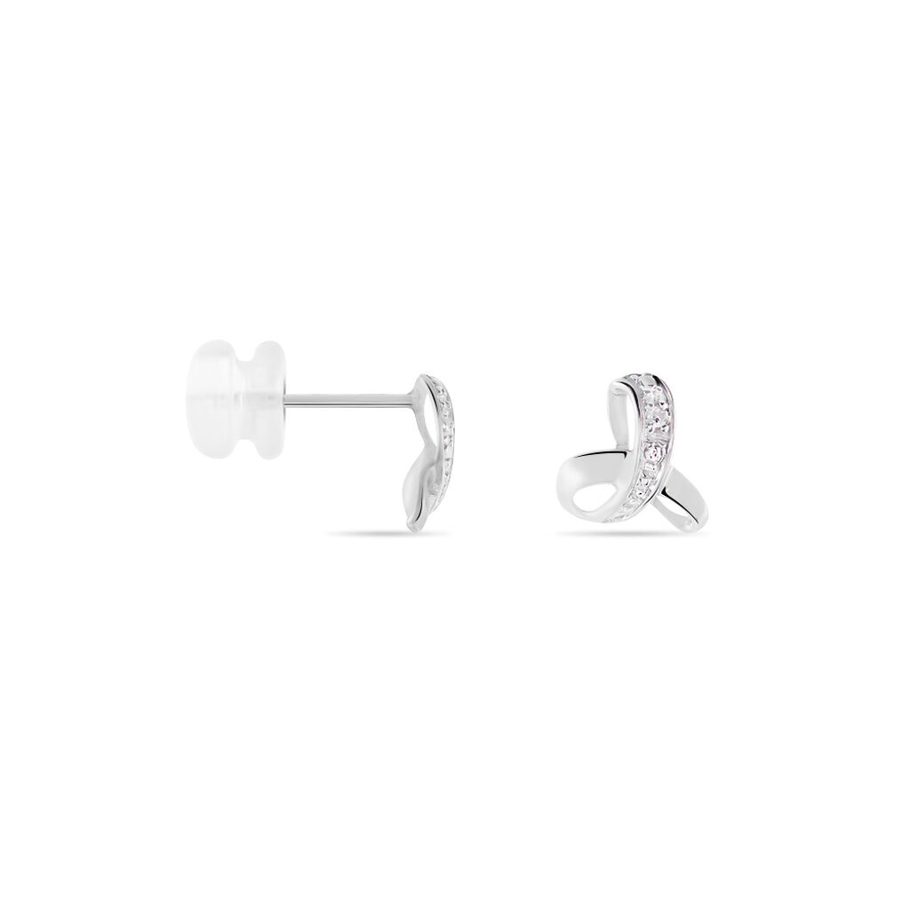 Boucles D'oreilles Puces Volute Or Blanc Diamant