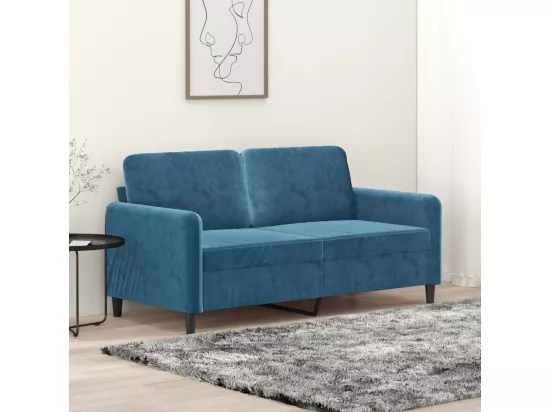Canapé à 2 places Bleu 140 cm Velours