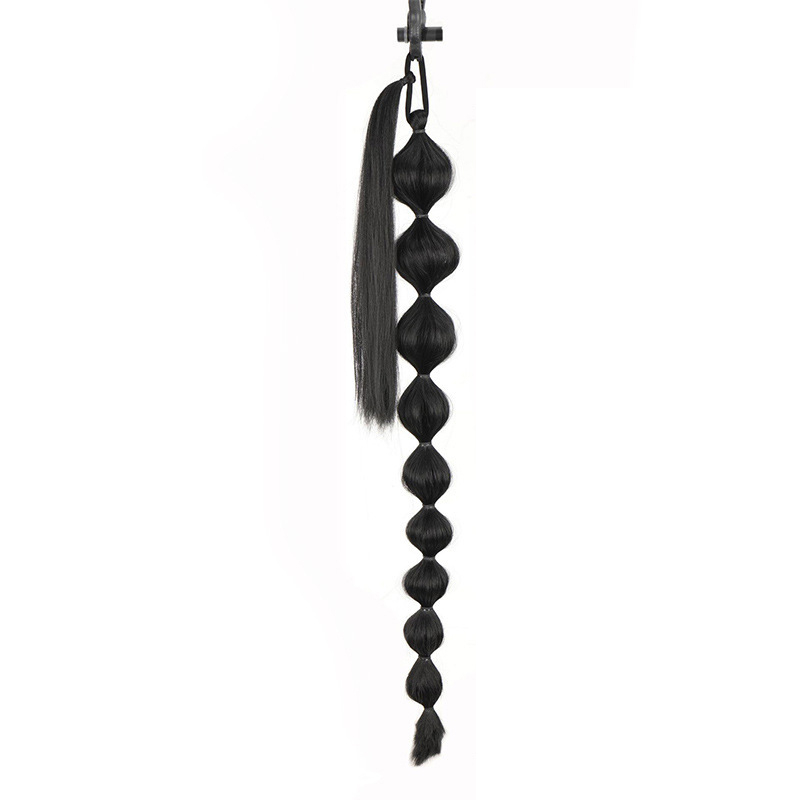 (76cm) Kunsthaar Bubble Ponytail Extensions Pferdeschwanz Haarverlängerung - Schwarz