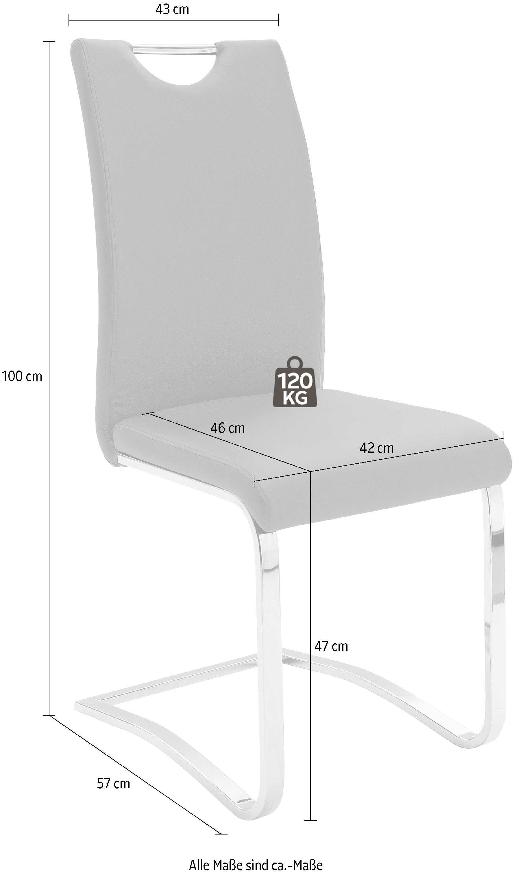 MCA furniture Freischwinger »Köln« (Set) 4 Stk.Kunstlederbezug, Komfortsitzhöhe, Stuhl belastbar bis 120 kg