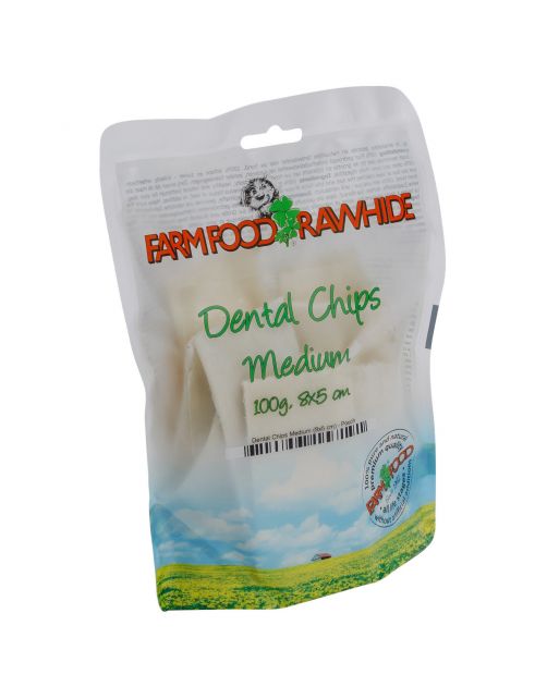 Farm Food Rawhide Dental Chips - Hondensnacks - Rund 4 x 8 cm 100 g Wit
