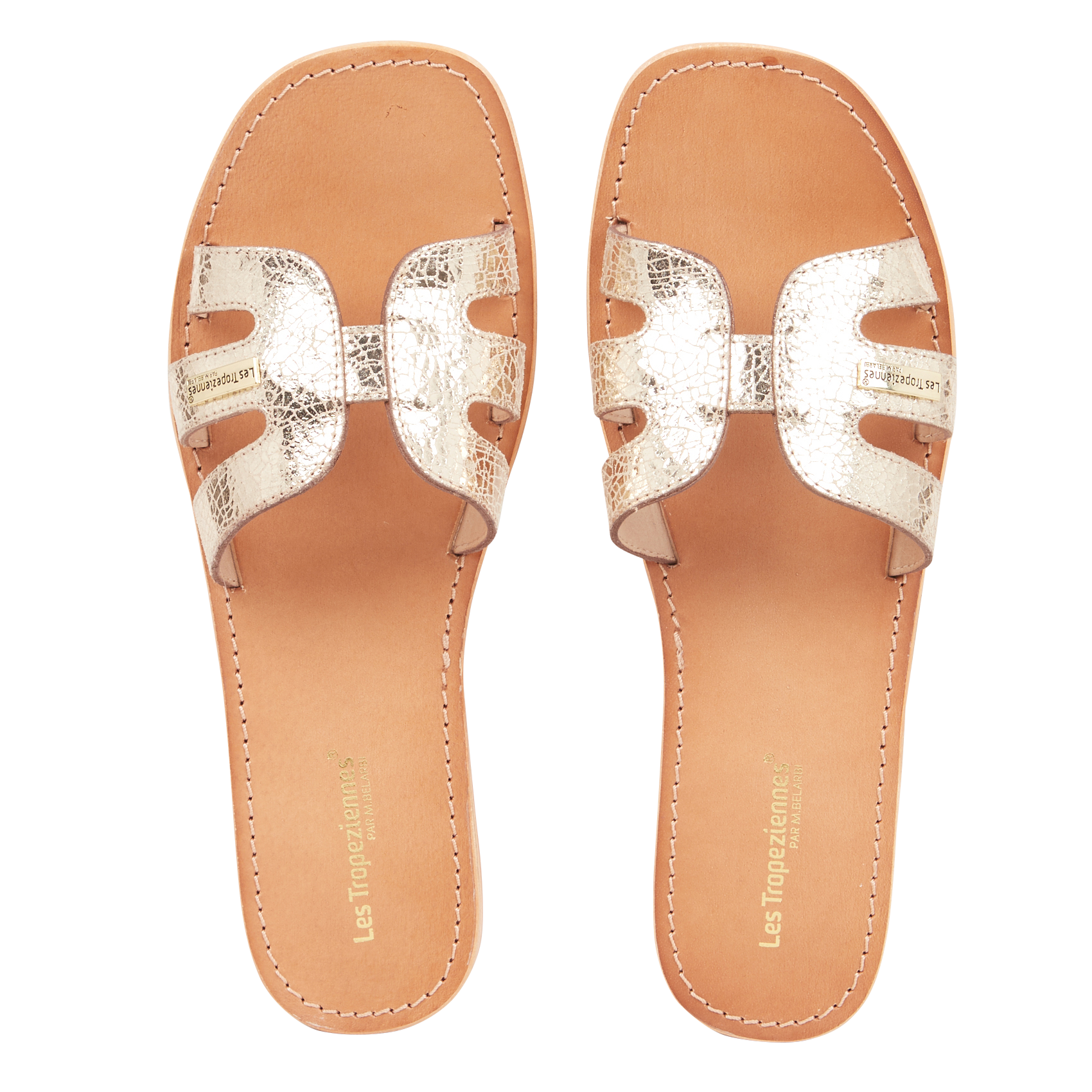 HADAMIA - Mules plates en cuir | Doré