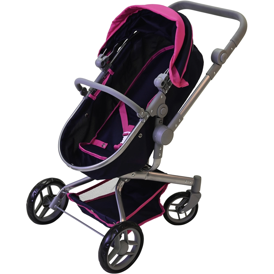 knorr toys® Puppenwagen Boonk - flying hearts blue pink blau
