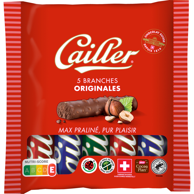 Cailler Branches S Schokoladenriegel Original, 23 g, 5 Stück