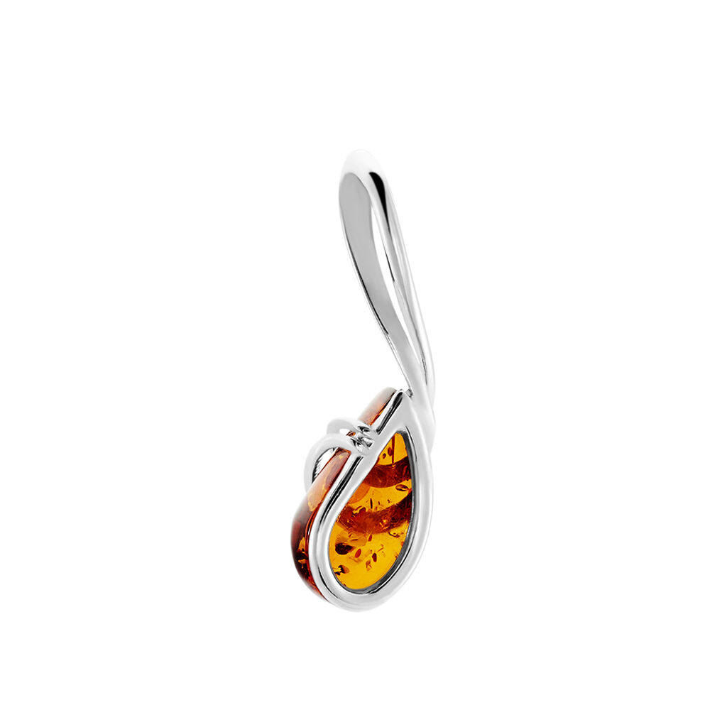 Pendentif Argent Blanc Melusine Ambre
