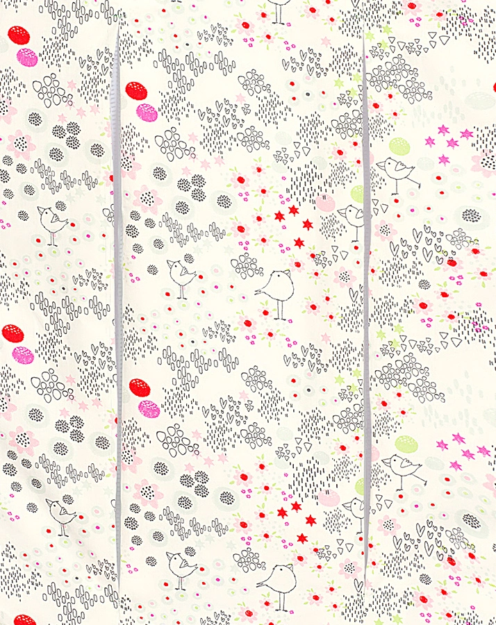 Jersey-Schlafsack BABYNEST® PRIMA KLIMA FLOWER BIRDS in creme/rot