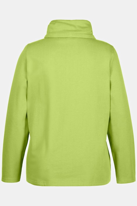 Sweatjacke, drapierter Stehkragen, Kunstleder-Details
