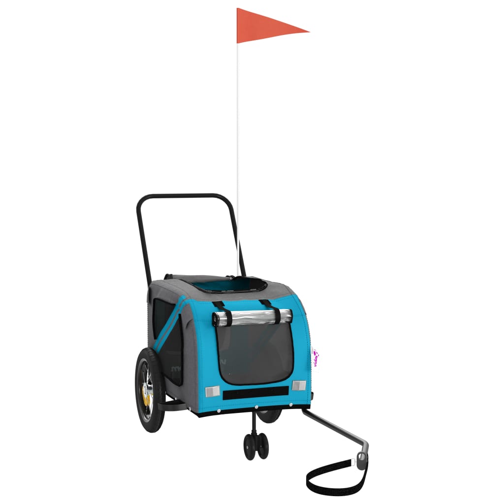 vidaXL Reboque para Bicicleta para Animais de Estimação em Tecido Oxford Azul e Preto