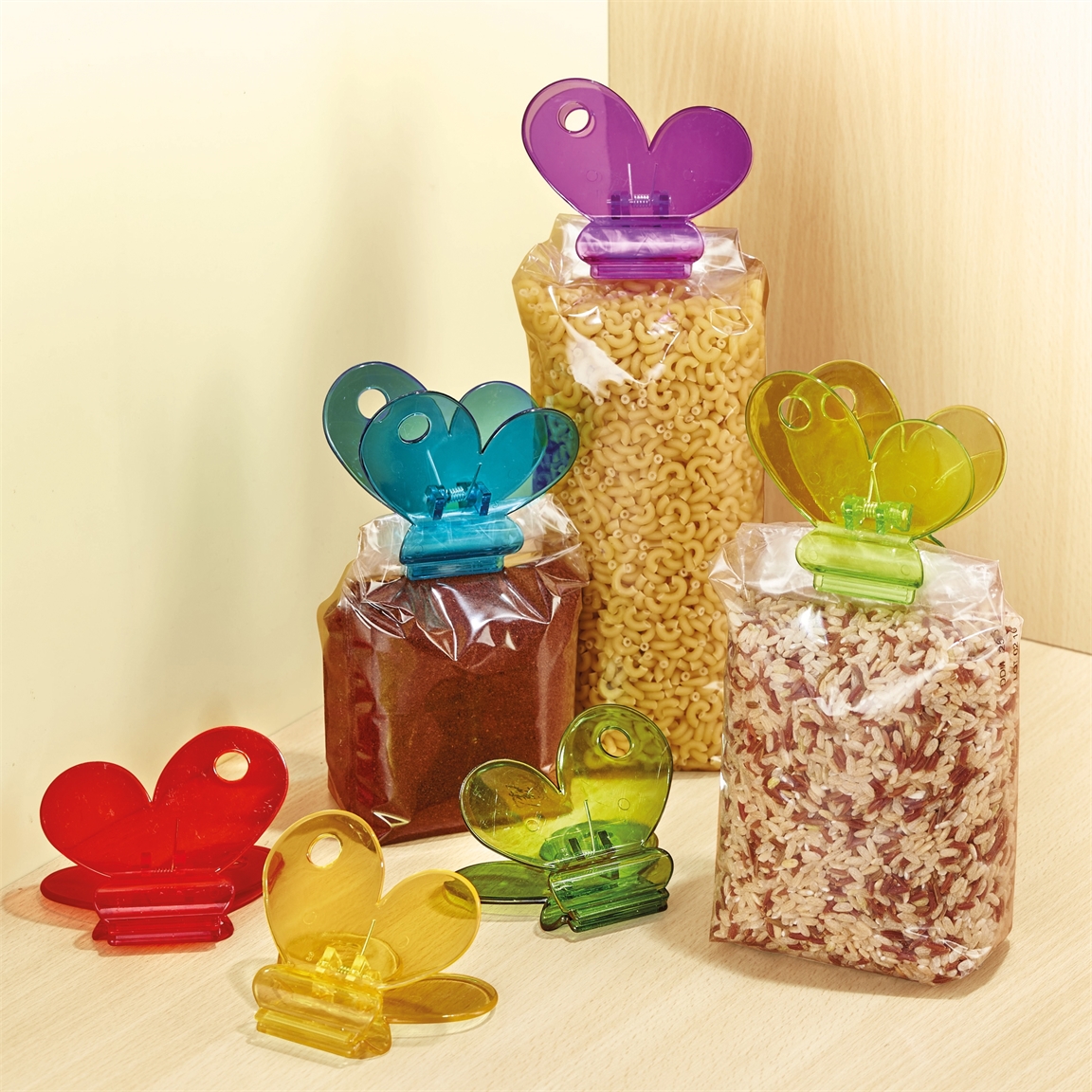 8 clips sachets alimentaires papillons