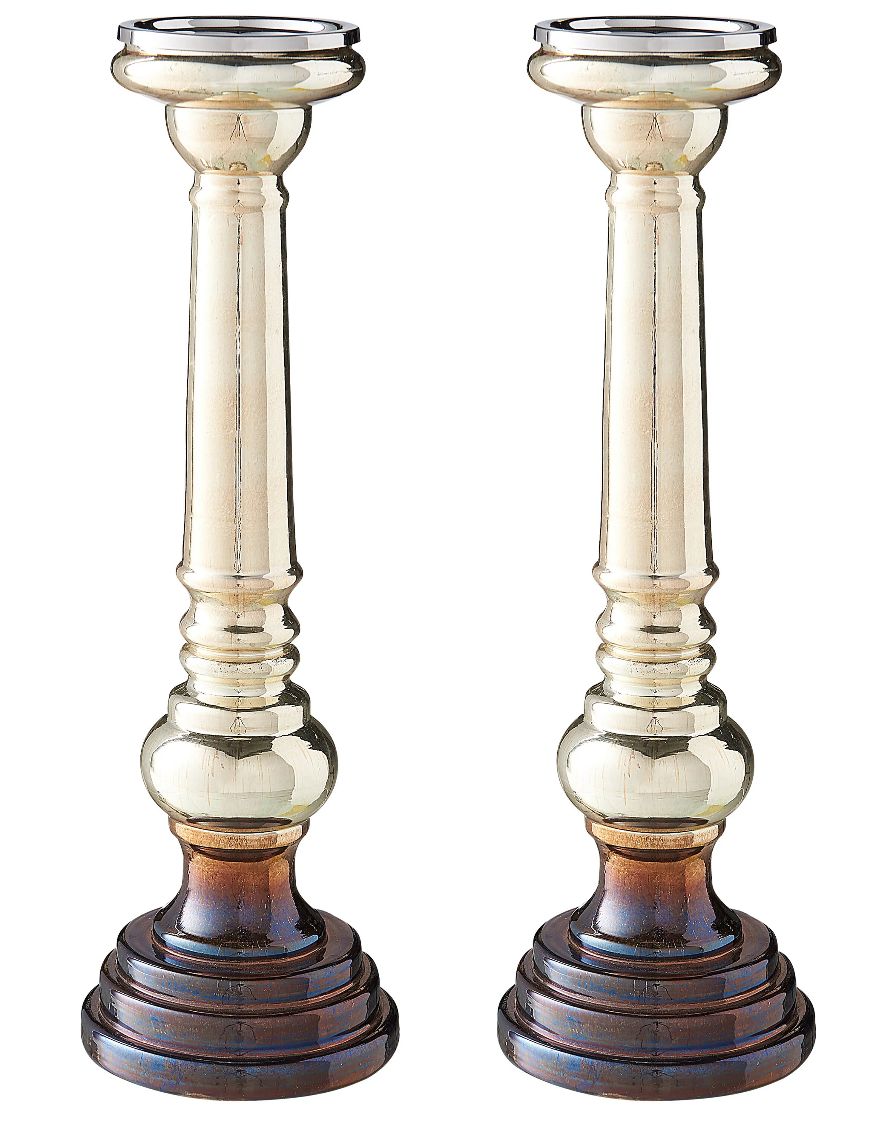 Set van 2 kaarshouders IMARTI Glas 40 cm Goud