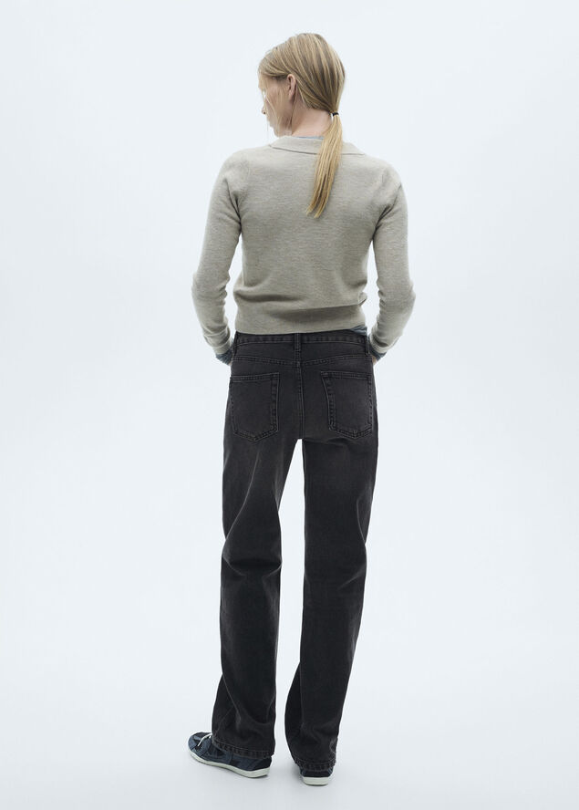 MANGO Miami medium-rise straight-fit jean Open grey