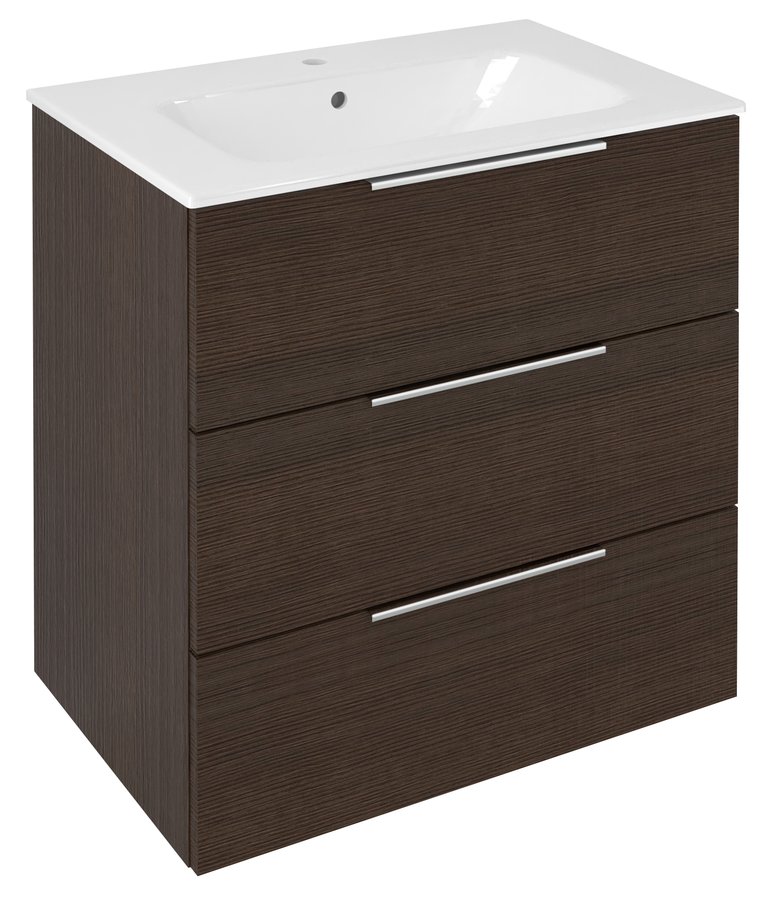 Sapho Cirasa wastafel onderkast 70x46x75cm met 3 lades donkerbruin
