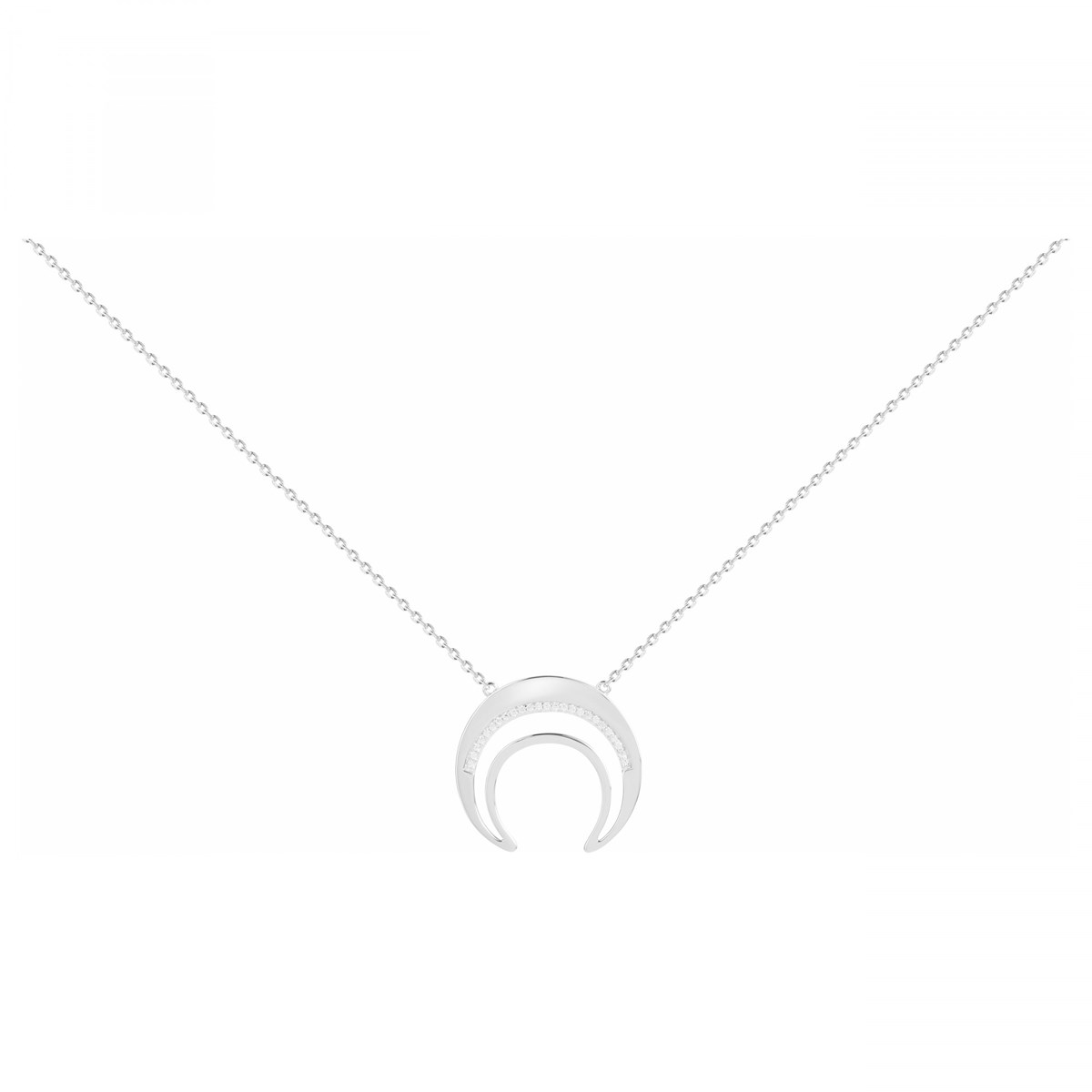 Collier mono-motif en Argent avec oxyde de zirconium blanc