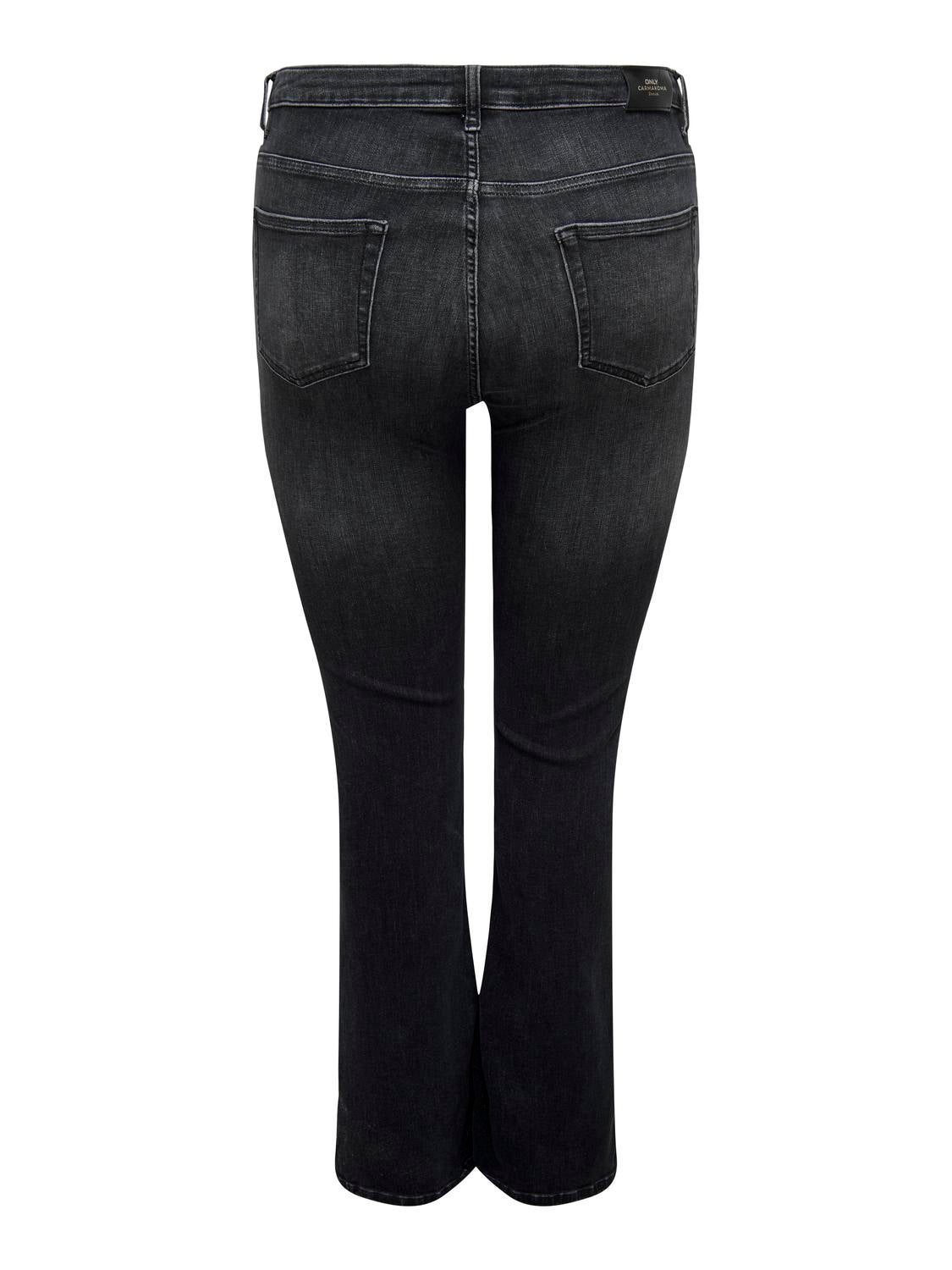 CARWILLY Hohe Taille Ausgestellt Jeans Washed Black