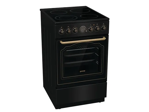 Gorenje Classico GECS5B70CLB - Komfur - med dampfunktion - fritstående - bredde: 50 cm - dybde: 59.4 cm - højde: 85 cm - med selv-rengøring - sort