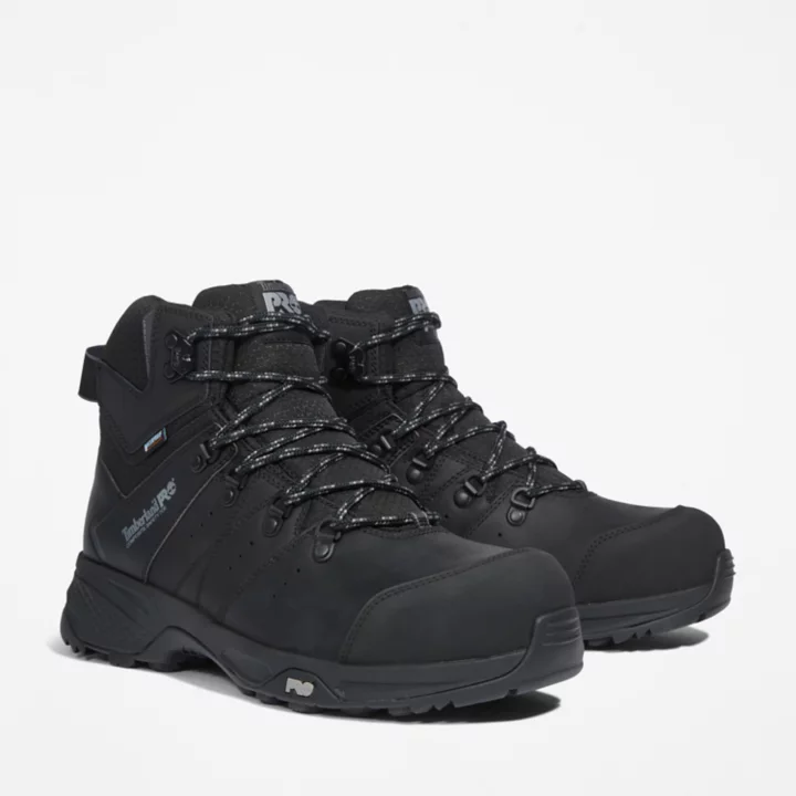 Bota de trabalho Switchback com biqueira de composite para homens, na cor preta.