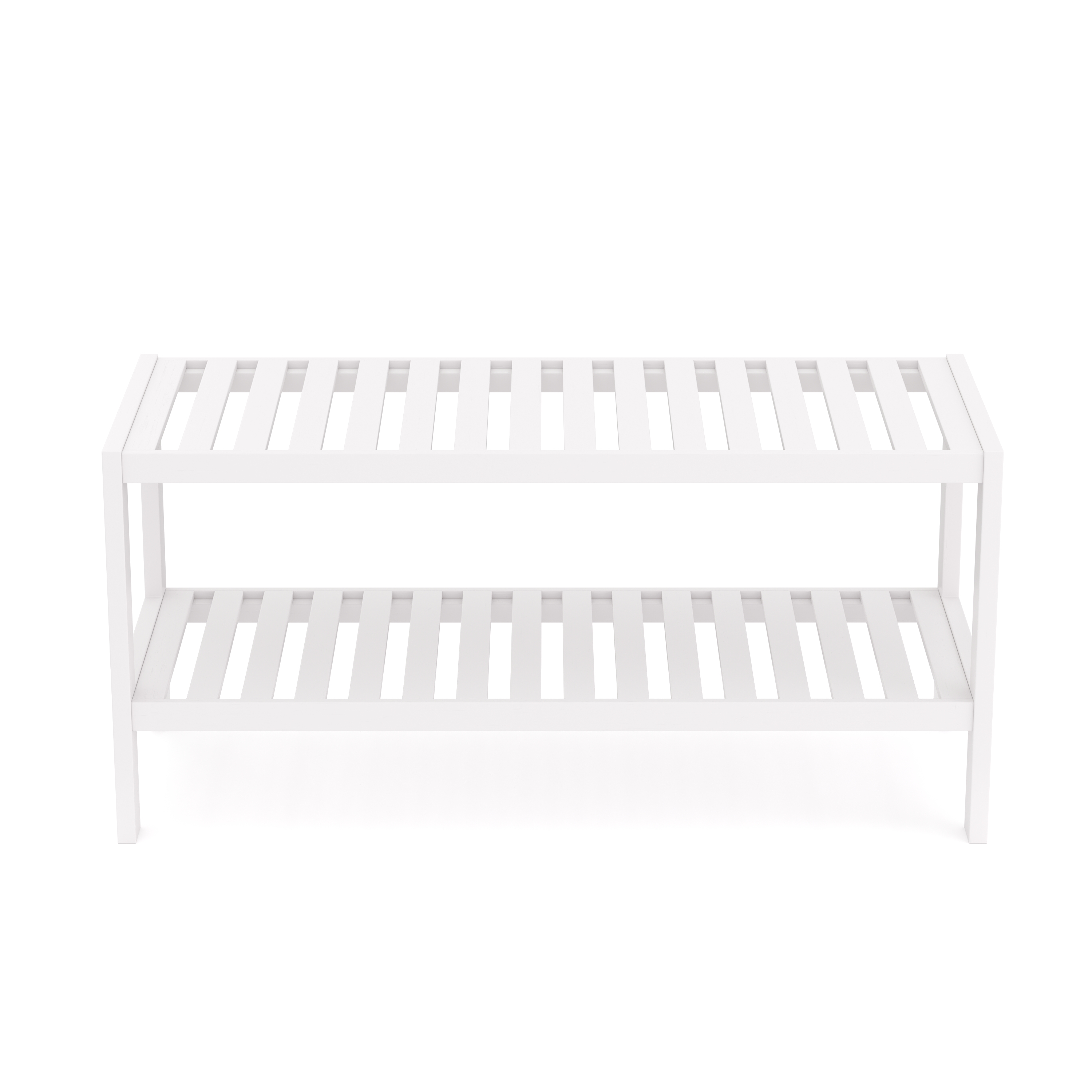 Schuhregal Bambus 2 Tablare 70 x 26 x 33 cm weiss