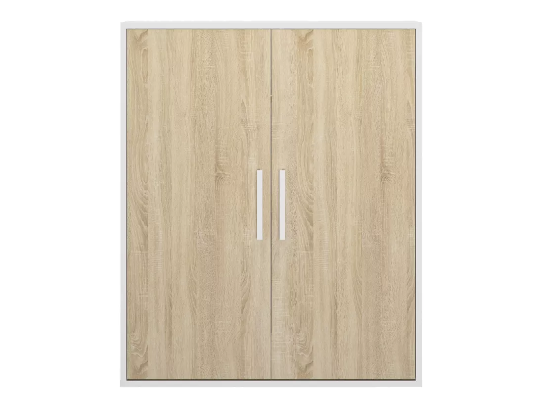 Armoire sous pente 2 portes - Blanc et naturel - ADEZIO