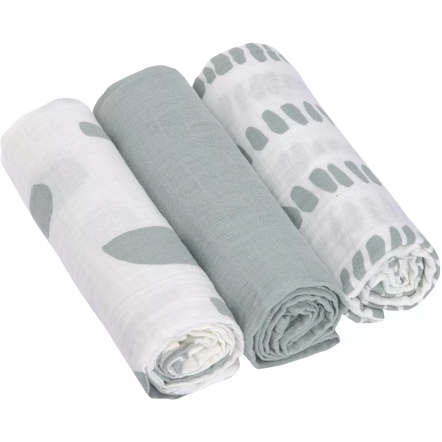 LÄSSIG Mulltücher L 3er Pack strokes silver grey