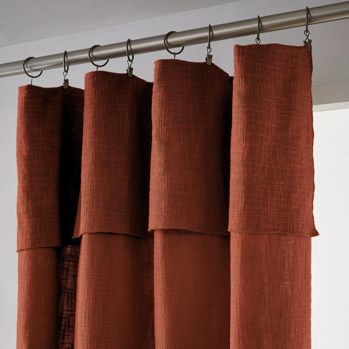 Rideau coton ajustable (140 x max 270 cm) Sixtine Terracotta