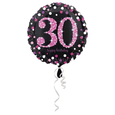 amscan Folienballon Happy Birthday 30 holographic, pink