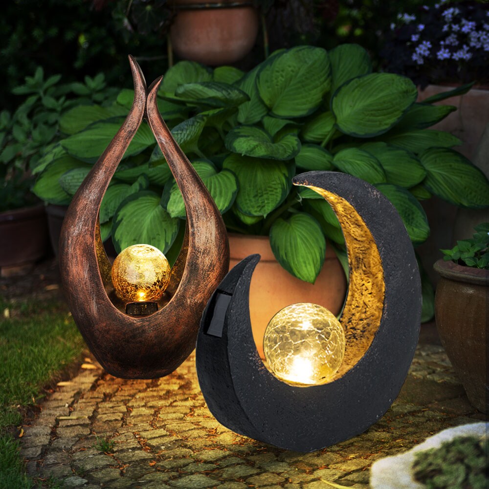 2er Set LED Solarleuchten mit Glas Kugel in Crackle Optik