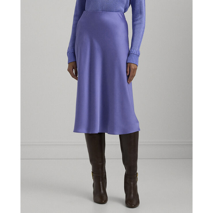 Lauren Ralph Lauren Satin Charmeuse Midi Skirt Wild iris