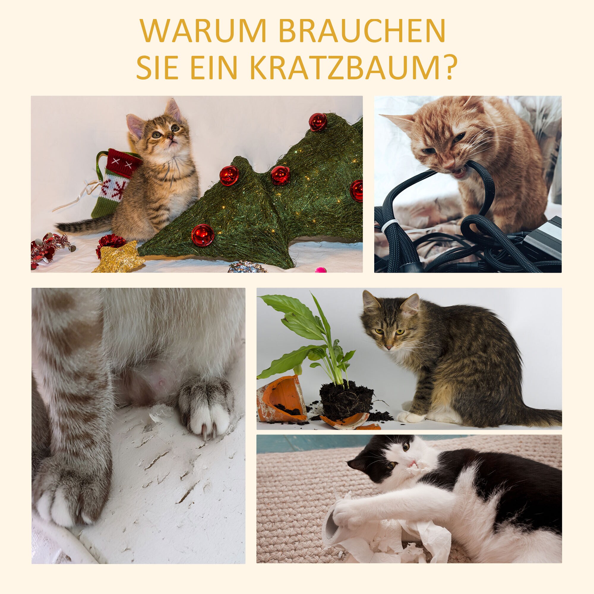 PawHut Kratzbaum Deckenhöhenanpassbar braun 43L x 27B x 228-260H cm
