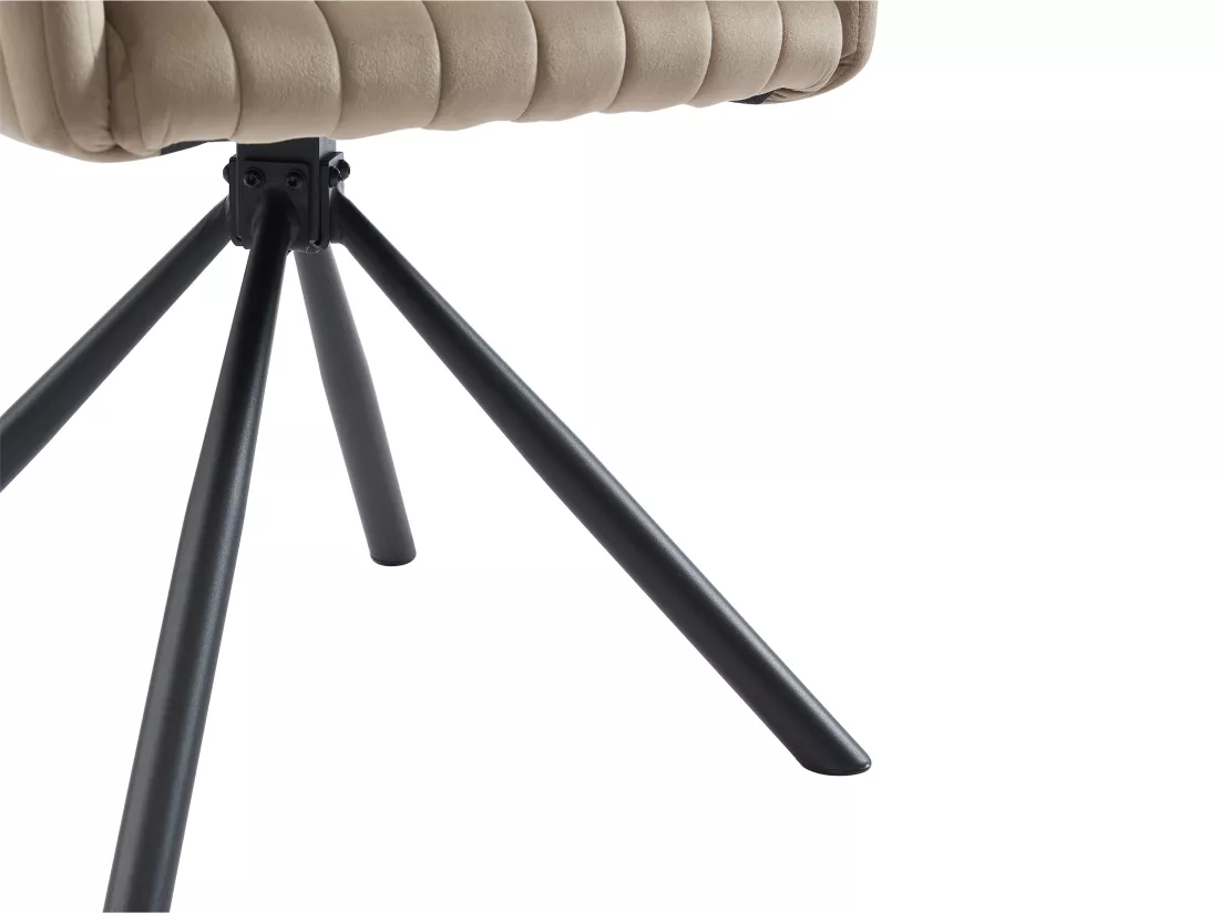 Lot de 2 chaises avec accoudoirs en velours et métal - Beige - IZIALI