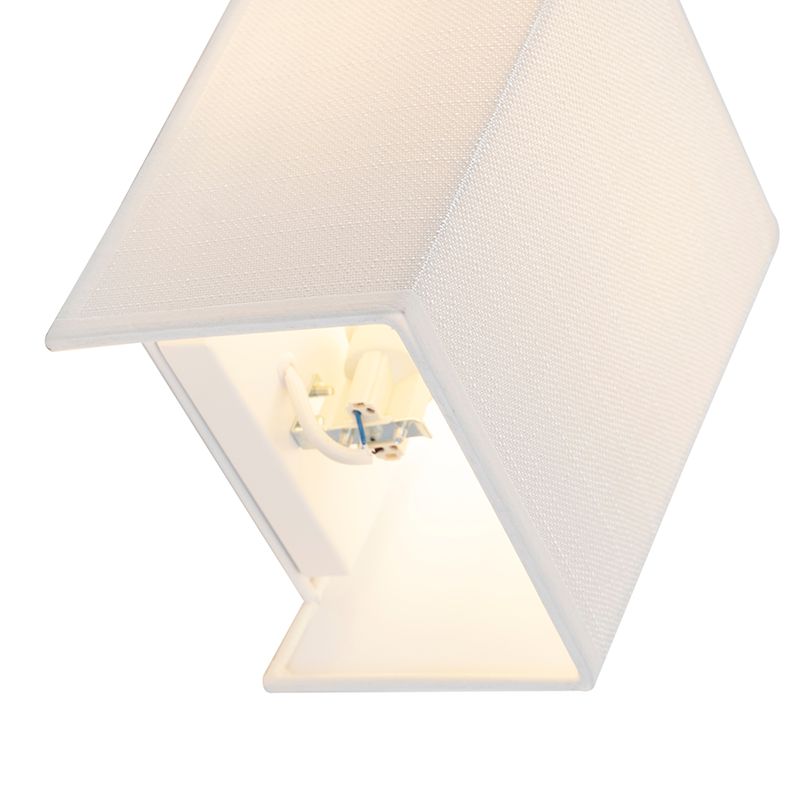 Moderne wandlamp jute wit met stoffen kap  - Vete