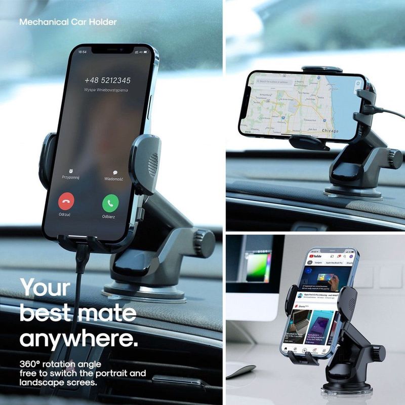 Joyroom Auto Telefoonhouder met Telescopisch Uitschuifbare Arm voor Dashboard en Voorruit Zwart