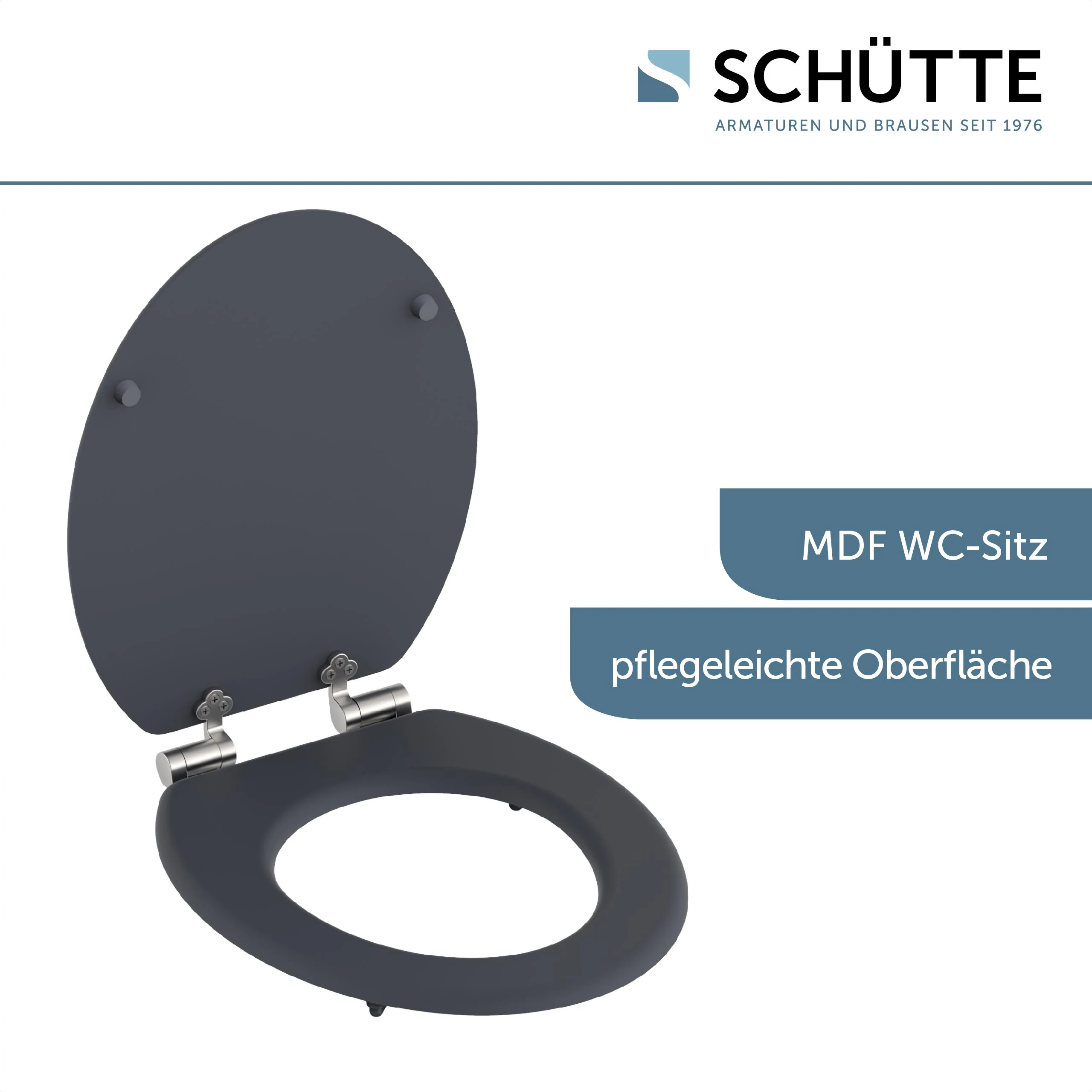 SCHÜTTE WC-Sitz SPIRIT ANTHRAZIT mit MDF Holzkern und Absenkautomatik