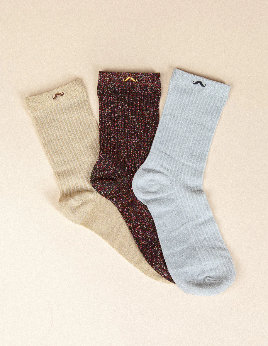 Pack de 3 Chaussettes - Argent doré rose