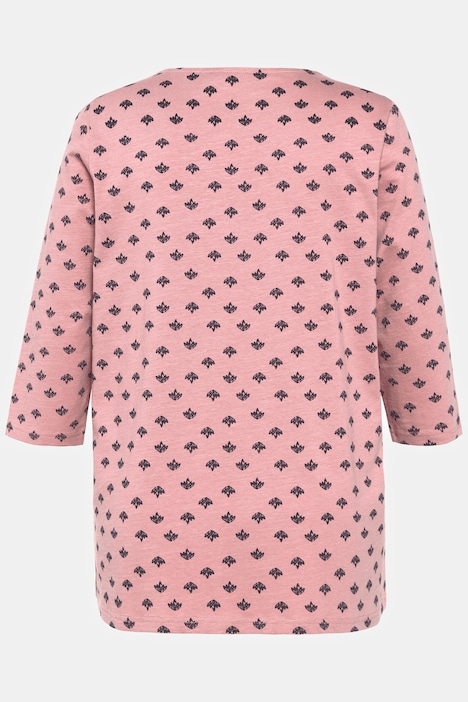 T-Shirt, Zierbänder, A-Linie, V-Ausschnitt, 3/4-Arm