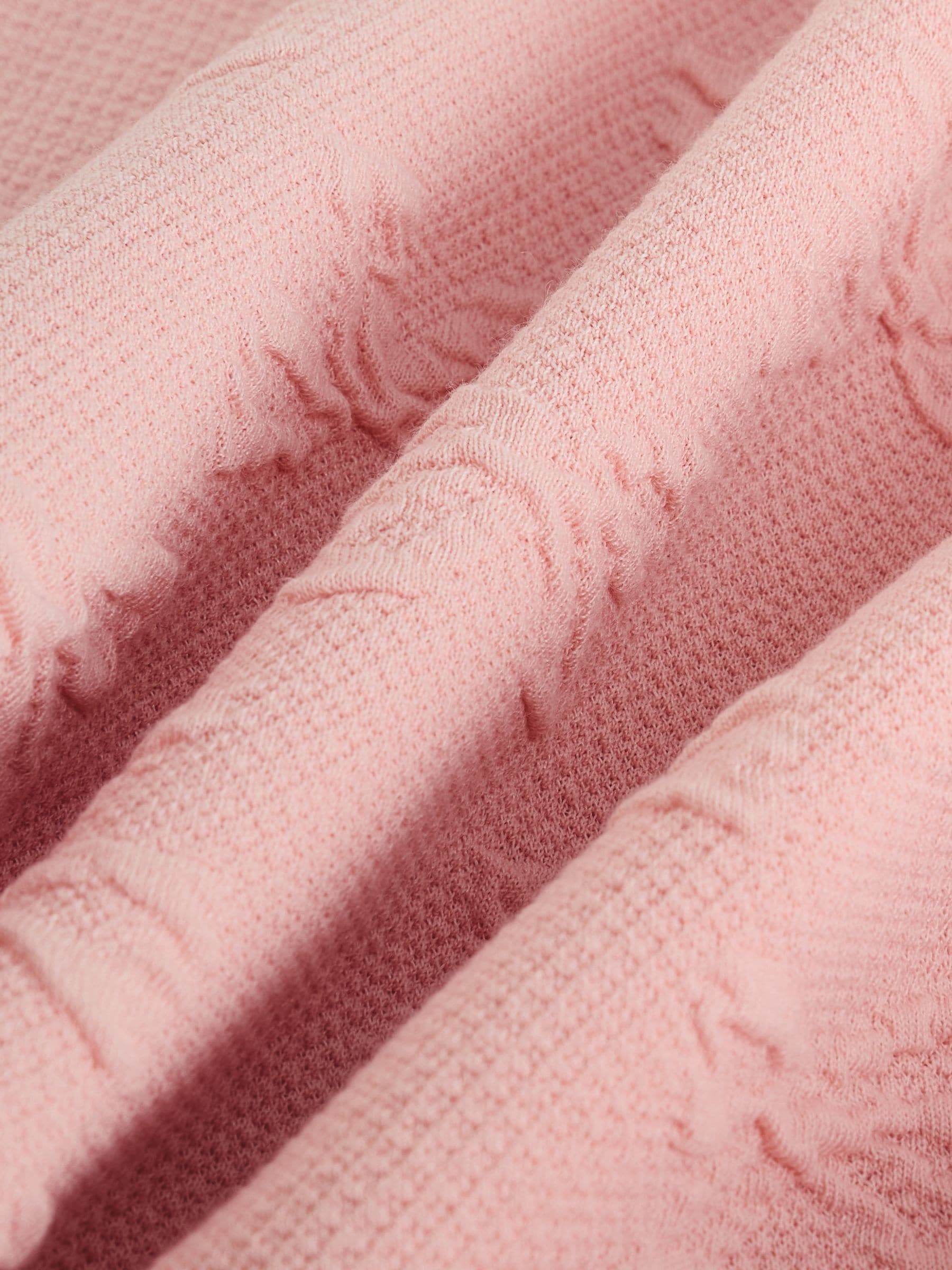 Roze - Top met textuur, strik en lange mouwen (3-16jr)