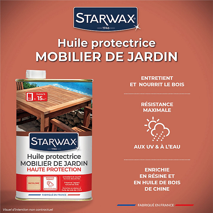 Huile extérieure protectrice mobilier de jardin teck 1L