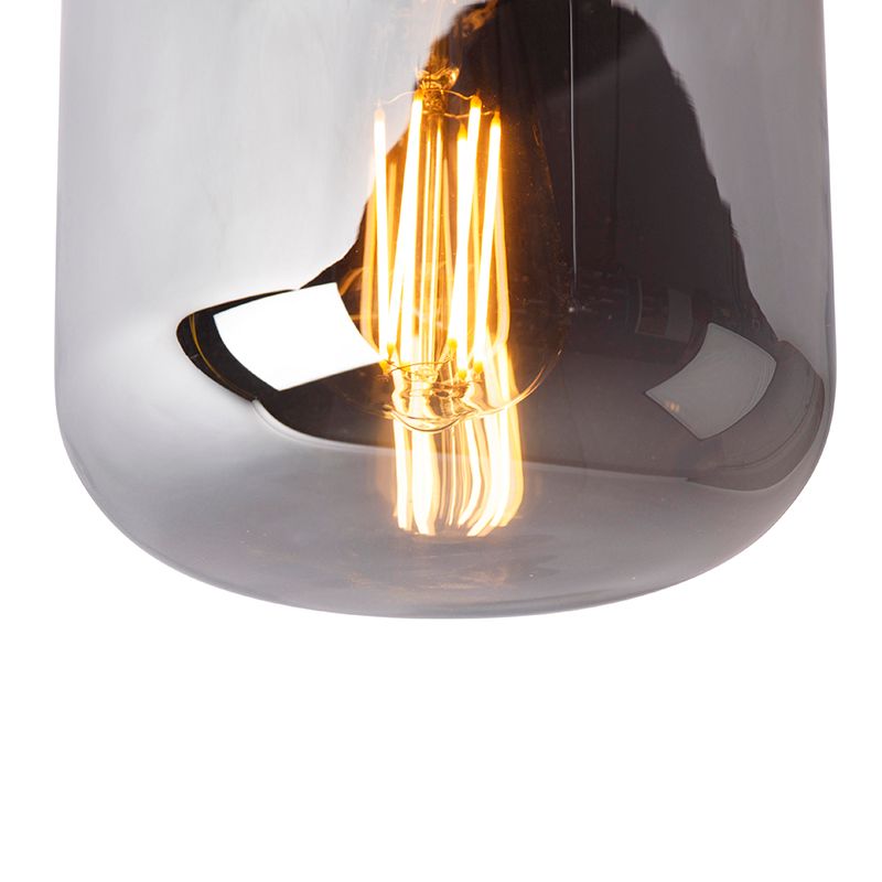 Design plafondlamp zwart met smoke glas - Bliss
