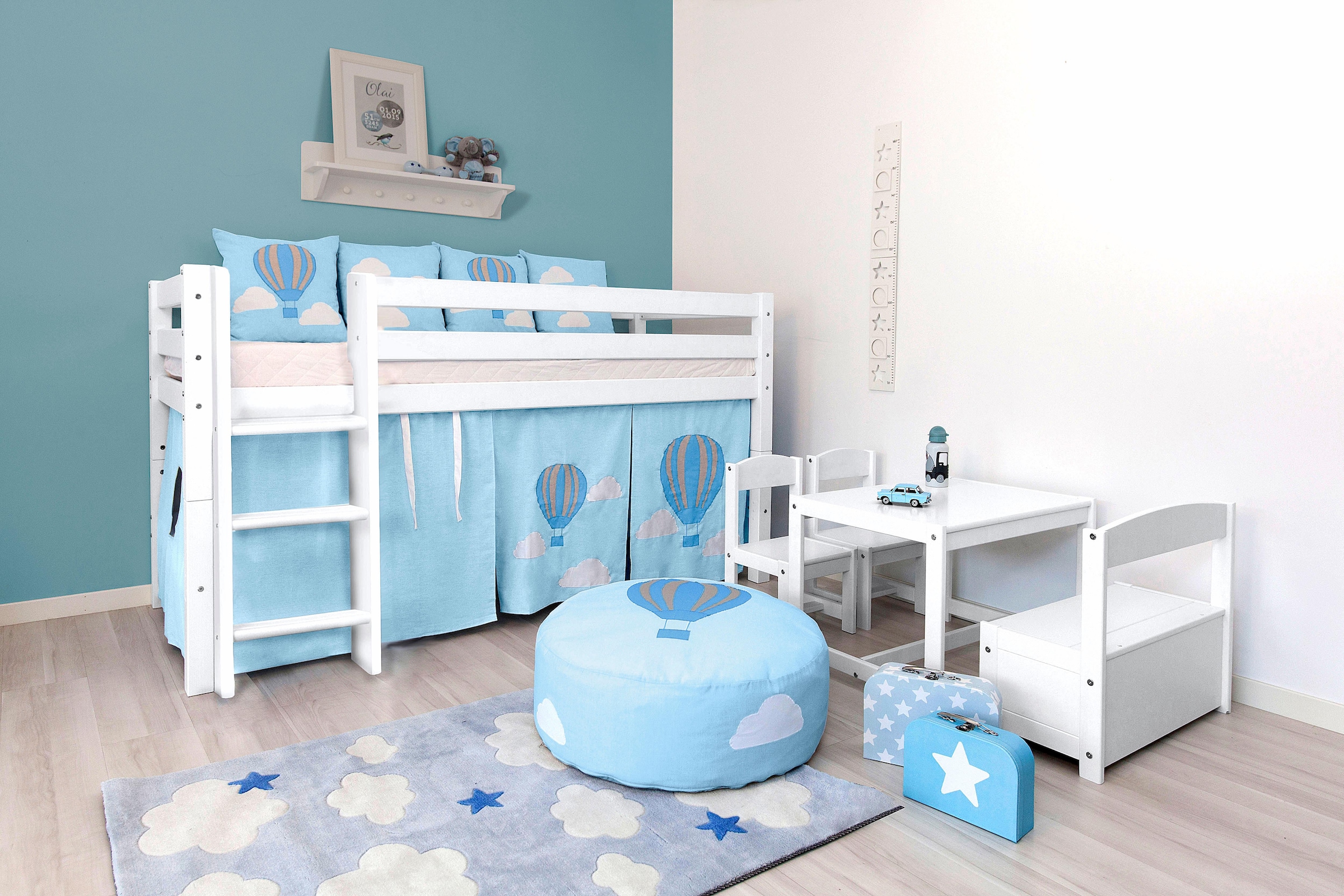 Hoppekids Kindersitzgruppe »MATHILDE« Set, 4 Stk. tlg. mit 2 Stühlen, Tisch & Bank mit Stauraum